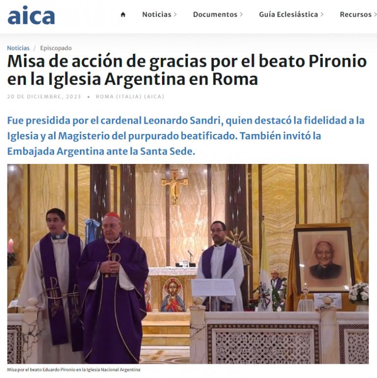 AICA: Misa de acción de gracias por el beato Pironio en la Iglesia Argentina en Roma